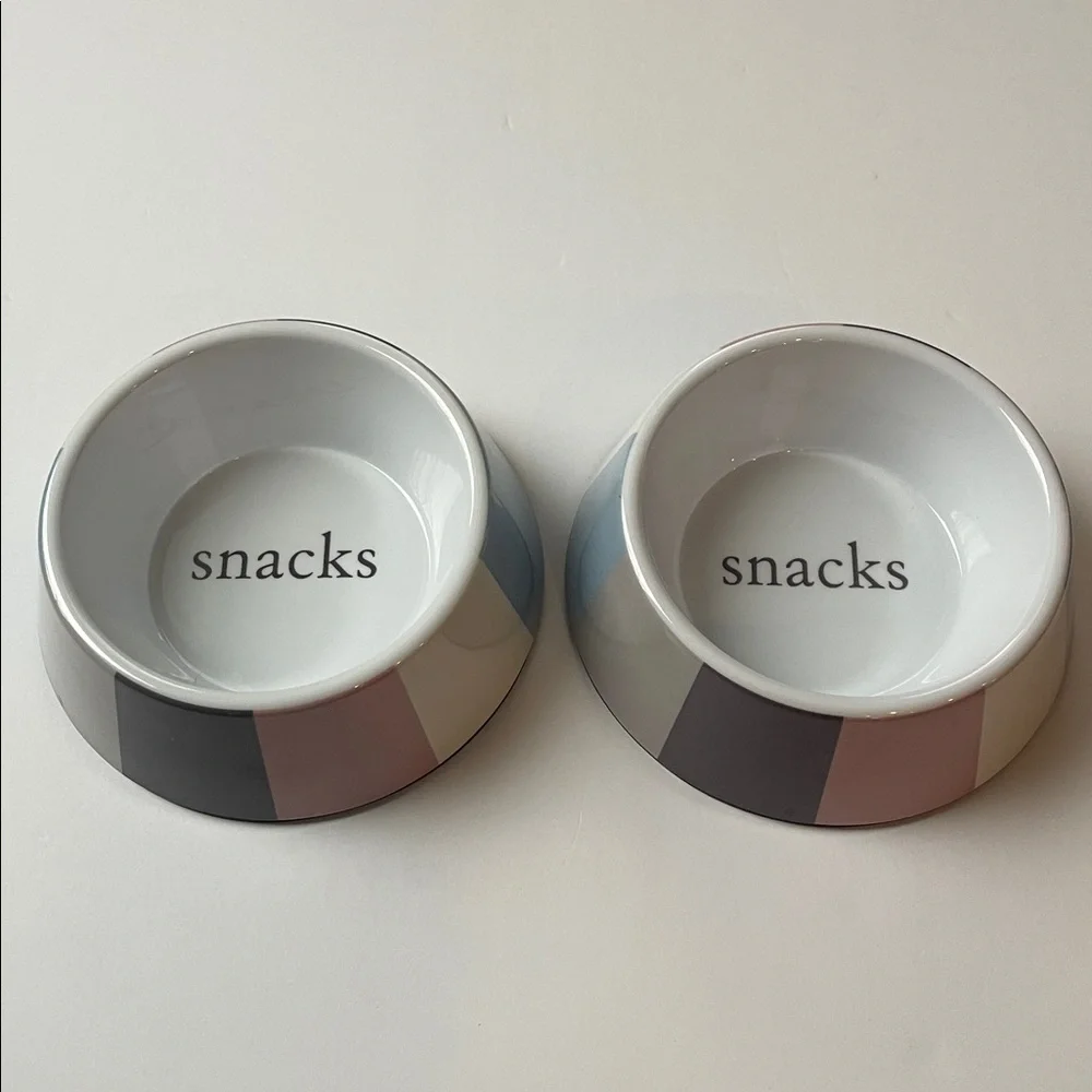 Whisker City Vertical‎ Striped Melamine Cat Snack Bowls